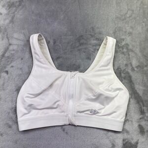Yvette White Full Zip Sports Bra 36CSupport High Impact Gym Workout Fitness